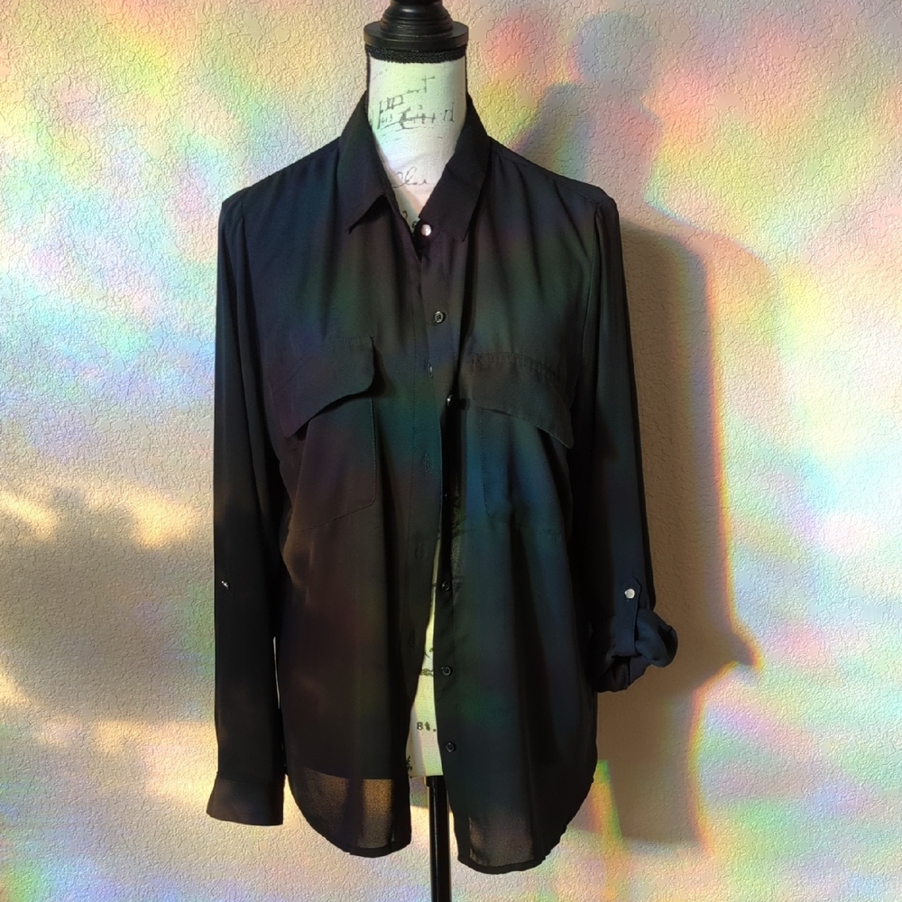 Apt. 9 Women's Black Sheer Blouse